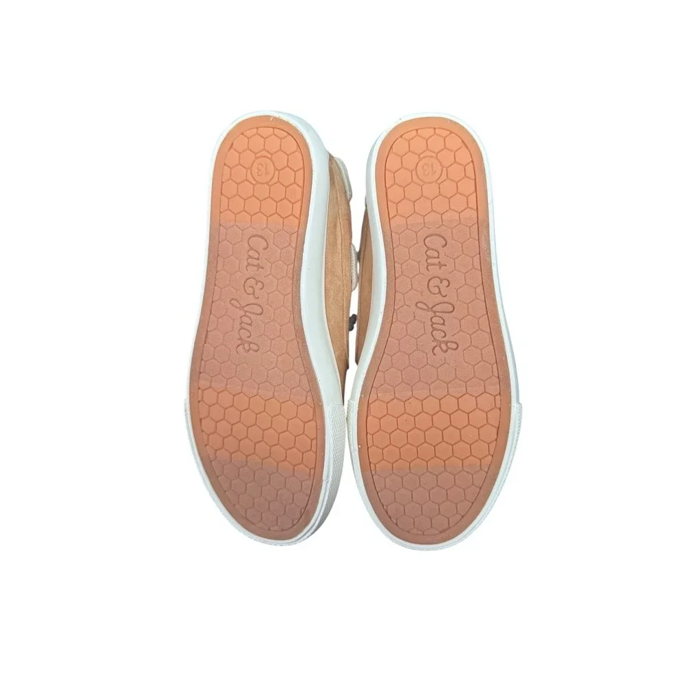 Cat & Jack Boys Tan Boat Shoes Faux Suede Moc Toe Loafers Size 6 Kids NEW